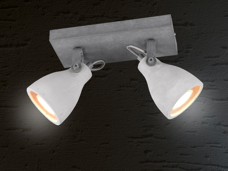 Deckenlampe aus grauem Beton Spots schwenkbar 2x LED - Industrielook