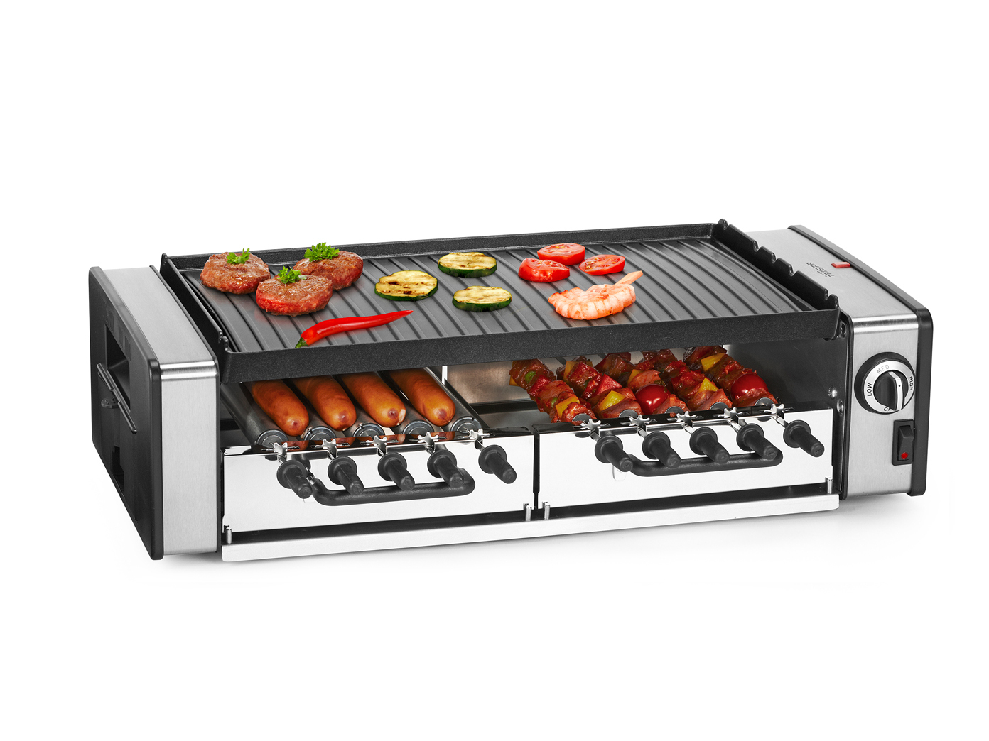 Elektrogrill Tischgrill 1600W, Grill Drehspieße